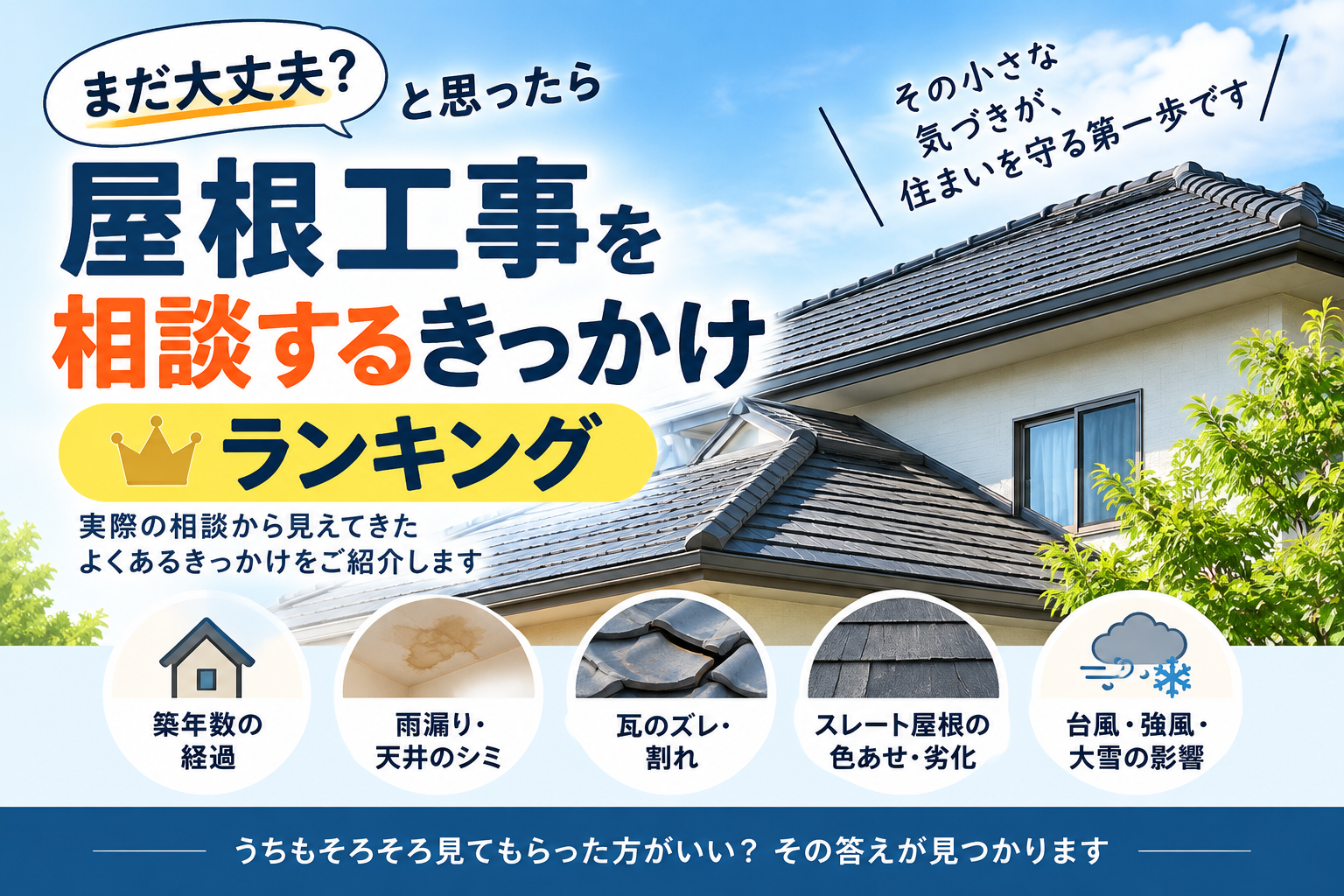 【屋根工事】相談するきっかけランキング｜まだ大丈夫？と思ったら